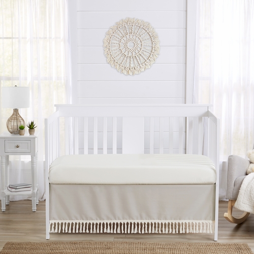 Boho Fringe Linen Collection Crib Bed Skirt - alt image 2