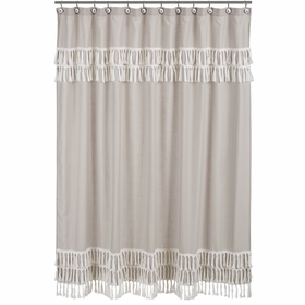 Boho Fringe Linen Collection Shower Curtain