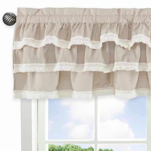 Boho Fringe Linen Collection Tiered Window Valance - alt image 3