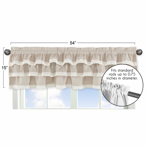 Boho Fringe Linen Collection Tiered Window Valance - alt image 4