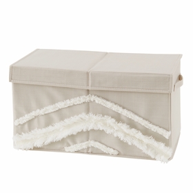 Boho Fringe Linen Collection Tufted Fabric Toy Bin Storage