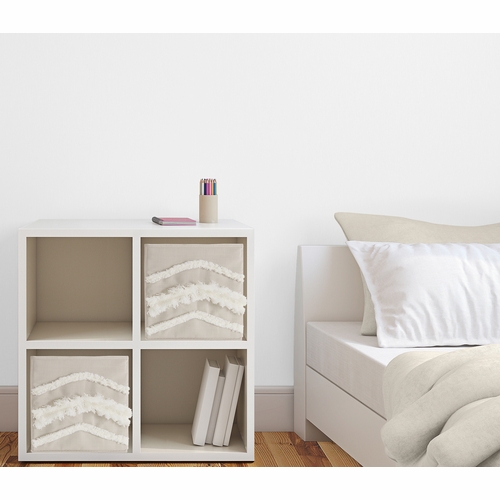 Boho Fringe Linen Collection Tufted Foldable Fabric Storage Bins - alt image 1