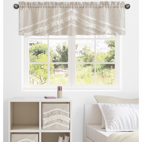 Boho Fringe Linen Collection Tufted Window Valance - alt image 1