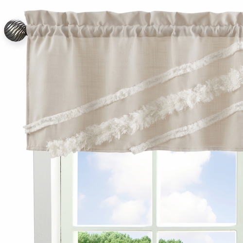 Boho Fringe Linen Collection Tufted Window Valance - alt image 3