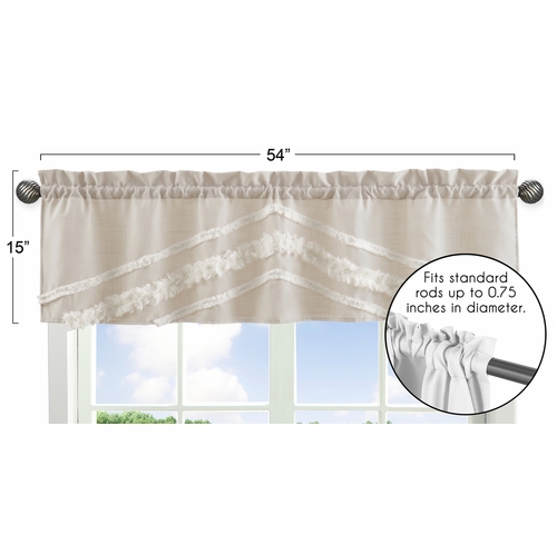 Boho Fringe Linen Collection Tufted Window Valance - alt image 4
