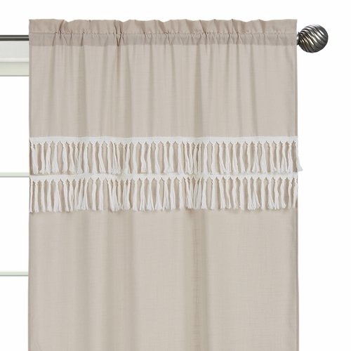 Boho Fringe Linen Collection Window Panels - Set of 2 - alt image 2