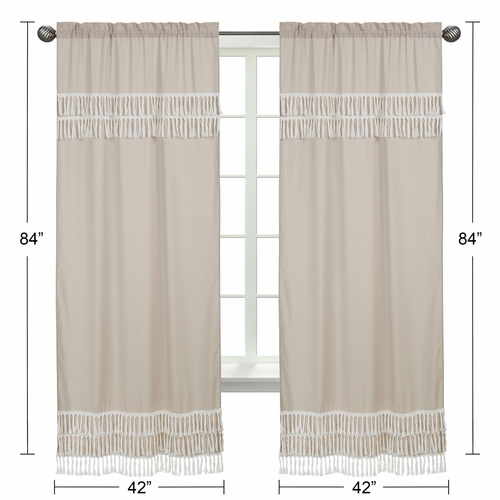 Boho Fringe Linen Collection Window Panels - Set of 2 - alt image 4