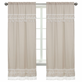 Boho Fringe Linen Collection Window Panels - Set of 2