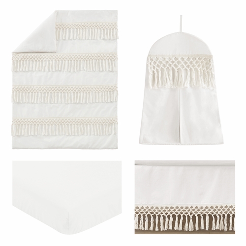Boho Fringe Macrame Collection 4 Piece Crib Bedding - alt image 1