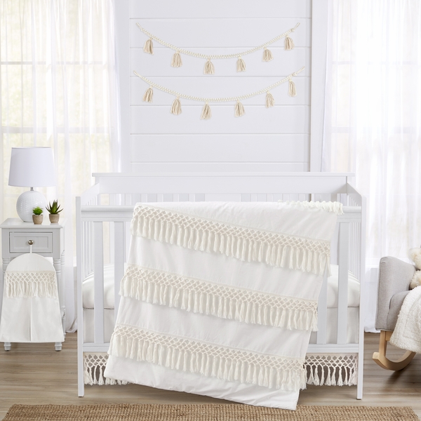 Boho Fringe Macrame Collection 4 Piece Crib Bedding