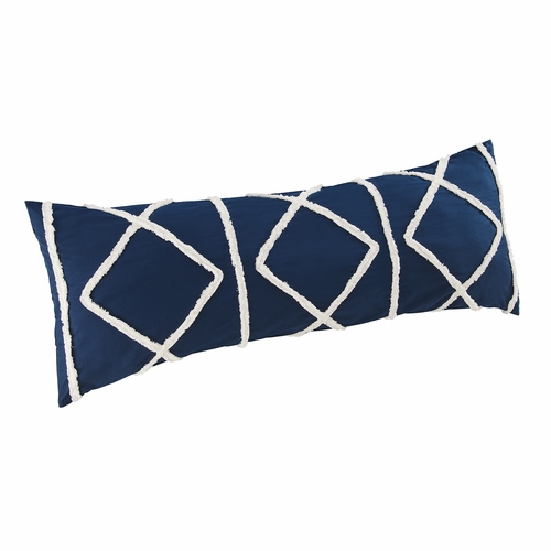 Boho Fringe Navy Blue and Ivory Collection Full Length Body Pillow Cover - alt image 1