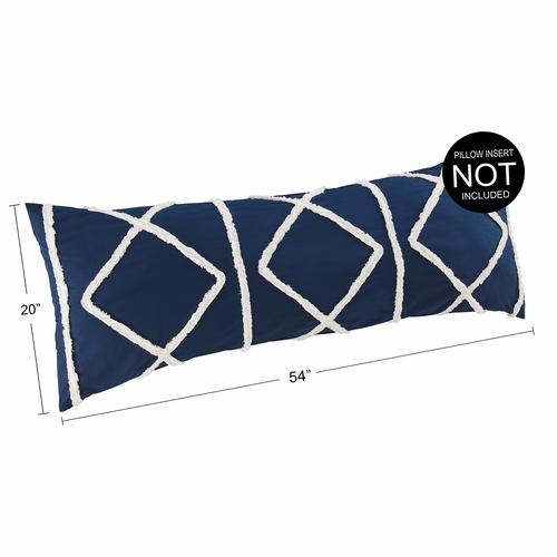 Boho Fringe Navy Blue and Ivory Collection Full Length Body Pillow Cover - alt image 2