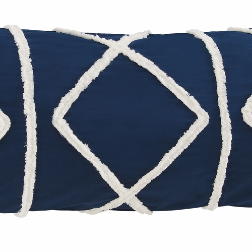 Boho Fringe Navy Blue and Ivory Collection Full Length Body Pillow Cover - alt image 3