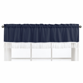 Boho Fringe Navy Blue and White Collection Window Valance