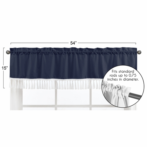 Boho Fringe Navy Blue and White Collection Window Valance - alt image 4