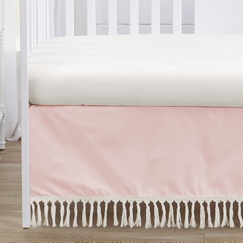 Boho Fringe Pink and Ivory Collection 4 Piece Crib Bedding - alt image 3