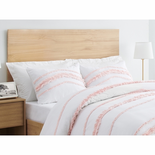 Boho Fringe Pink and White Collection Twin Duvet Cover Bedding Set - alt image 3