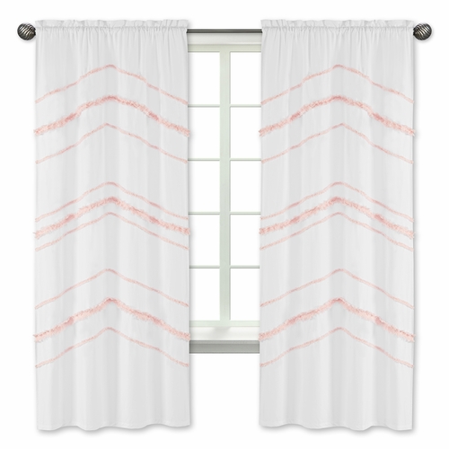 Boho Fringe Pink and White Collection Window Panels - Set of 2 - alt image 1