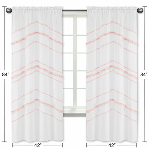Boho Fringe Pink and White Collection Window Panels - Set of 2 - alt image 3