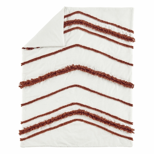 Boho Fringe Rust Orange and Ivory Collection 4 Piece Crib Bedding - alt image 2
