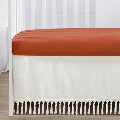 Boho Fringe Rust Orange and Ivory Collection 4 Piece Crib Bedding - alt image 4