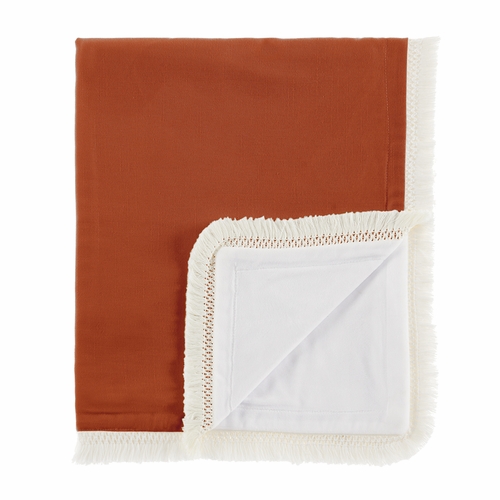 Boho Fringe Rust Orange and Ivory Collection Baby Blanket