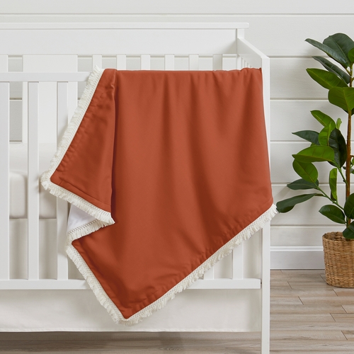 Boho Fringe Rust Orange and Ivory Collection Baby Blanket - alt image 1