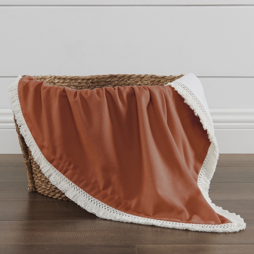 Boho Fringe Rust Orange and Ivory Collection Baby Blanket - alt image 2