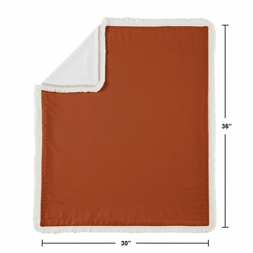 Boho Fringe Rust Orange and Ivory Collection Baby Blanket - alt image 3