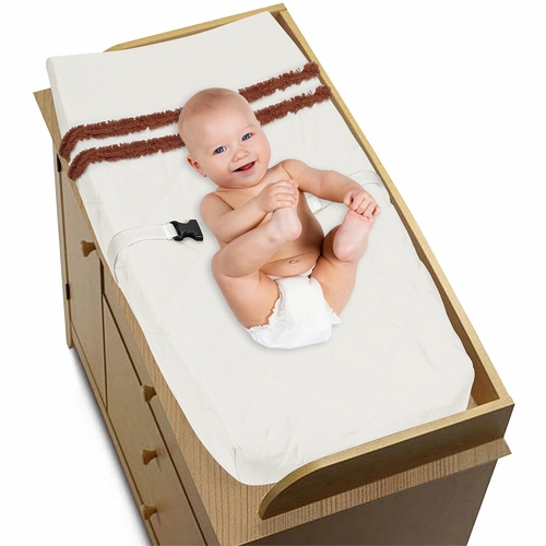 Boho Fringe Rust Orange and Ivory Collection Changing Pad Cover - alt image 2