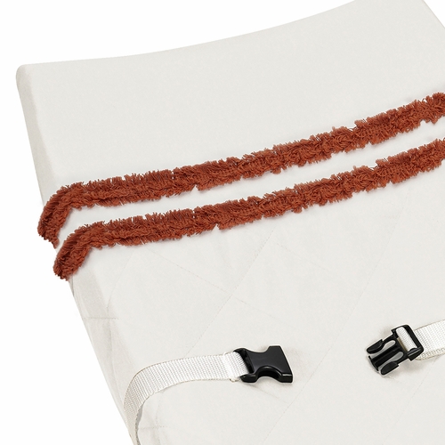 Boho Fringe Rust Orange and Ivory Collection Changing Pad Cover - alt image 3