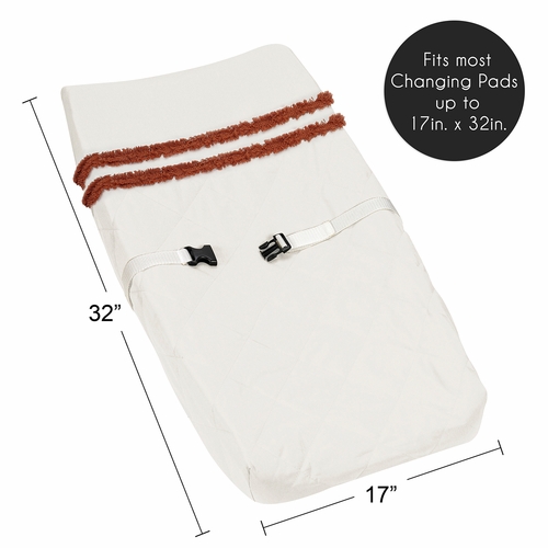 Boho Fringe Rust Orange and Ivory Collection Changing Pad Cover - alt image 4