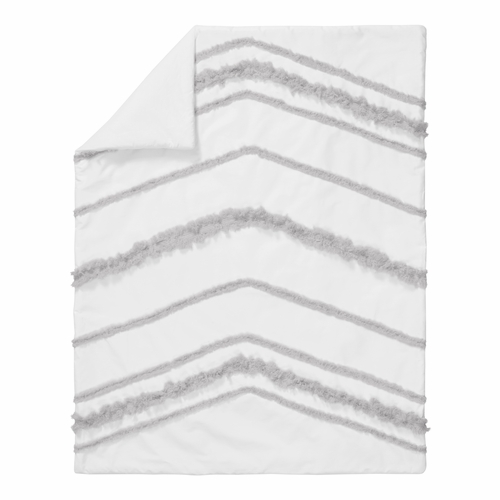 Boho Fringe White and Grey Collection 4 Piece Crib Bedding - alt image 2