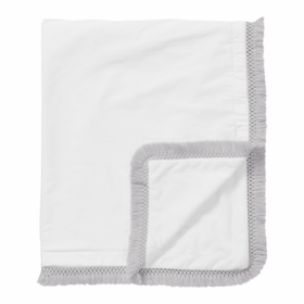 Boho Fringe White and Grey Collection Baby Blanket