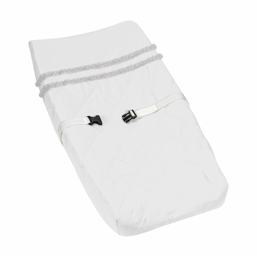 Boho Fringe White and Grey Collection Changing Pad Cover