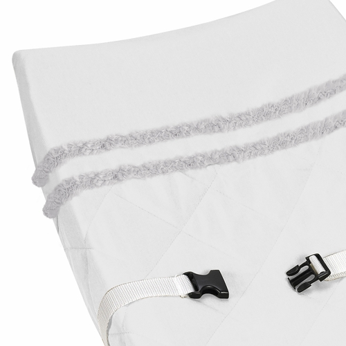 Boho Fringe White and Grey Collection Changing Pad Cover - alt image 3
