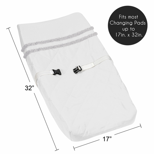 Boho Fringe White and Grey Collection Changing Pad Cover - alt image 4