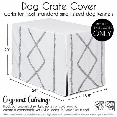 Boho Fringe White and Grey Collection Dog Crate Kennel Cover 24in. - alt image 4