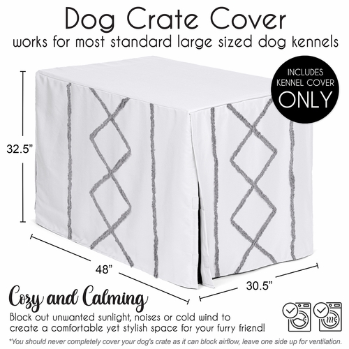 Boho Fringe White and Grey Collection Dog Crate Kennel Cover 48in. - alt image 4