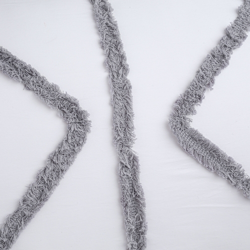 Boho Fringe White and Grey Collection Geometric Full Length Body Pillow Cover - alt image 4