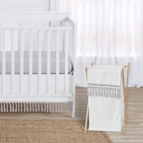Boho Fringe White and Grey Collection Hamper - alt image 1
