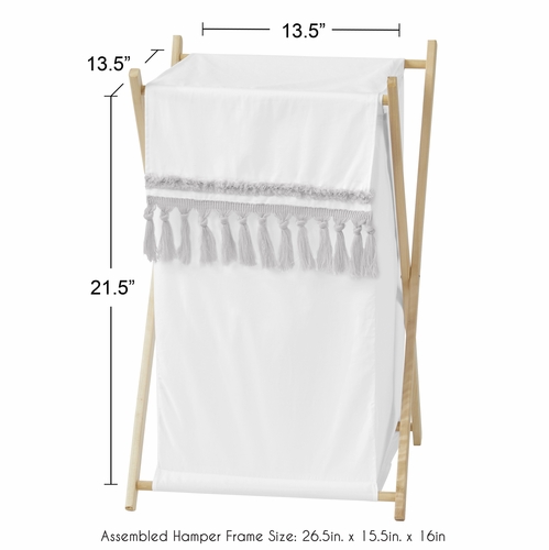 Boho Fringe White and Grey Collection Hamper - alt image 3