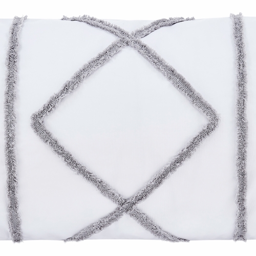 Boho Fringe White and Grey Collection Ottoman Pouf Cover - alt image 5