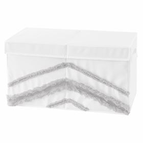 Boho Fringe White and Grey Collection Tufted Fabric Toy Bin Storage