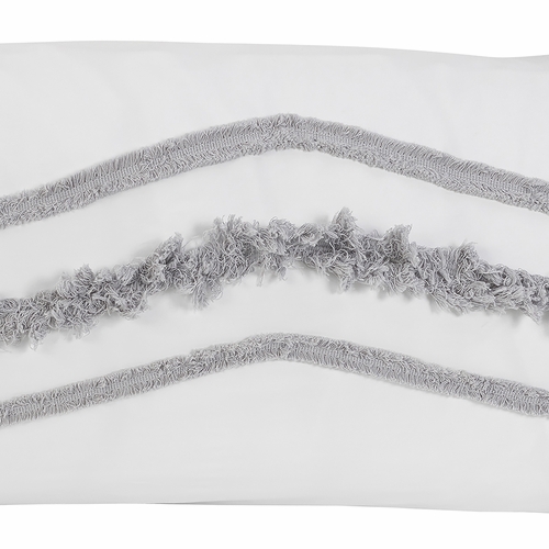 Boho Fringe White and Grey Collection Tufted Pillow Sham Covers - 2 Pack Set - alt image 3