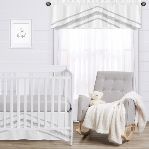 Boho Fringe White and Grey Collection Tufted Window Valance - alt image 2