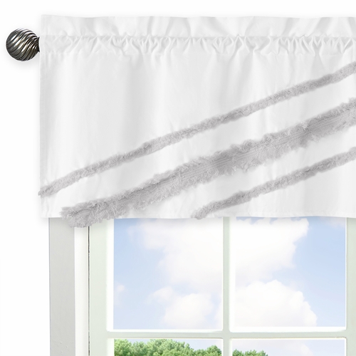 Boho Fringe White and Grey Collection Tufted Window Valance - alt image 3