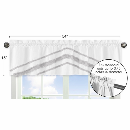 Boho Fringe White and Grey Collection Tufted Window Valance - alt image 4