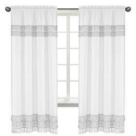 Boho Fringe White and Grey Collection Window Panels - Set of 2
