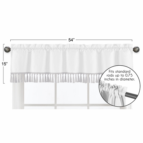 Boho Fringe White and Grey Collection Window Valance - alt image 4